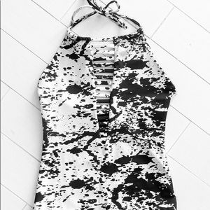 Black and white swimsuit
